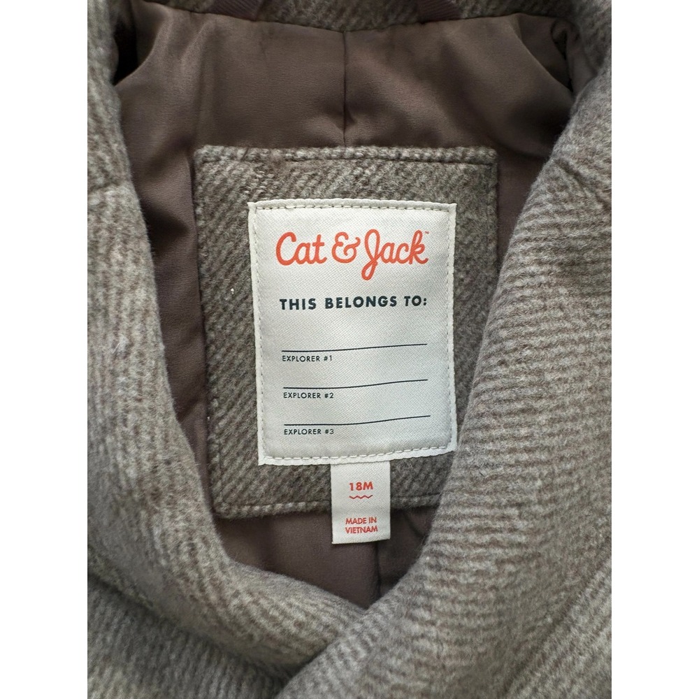 Cat & Jack Toddler Boys Gray Double Breasted Pea Coat Jacket 18M NWT - Picture 5 of 6